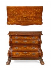 A DUTCH WALNUT AND MARQUETRY C