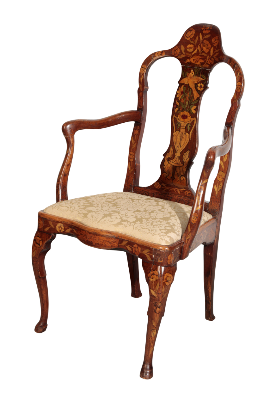 A DUTCH WALNUT AND MARQUETRY
