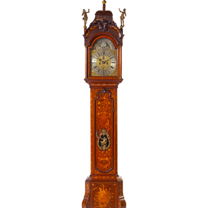 A Dutch Walnut and Marquetry Tall