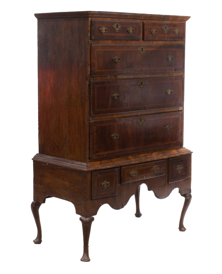A DUTCH WALNUT CHEST ON STAND