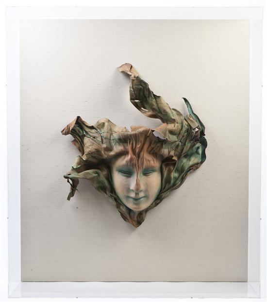 * A Dyed Leather and Silk Mask
