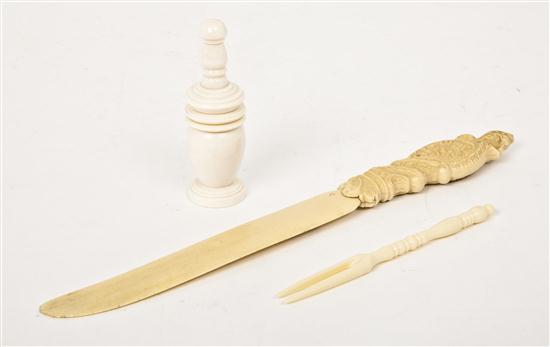 A European Carved Ivory Letter