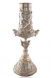 A EUROPEAN SILVER REPOUSSE VAS