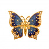 A FABERGE ENAMEL & DIAMOND BUT
