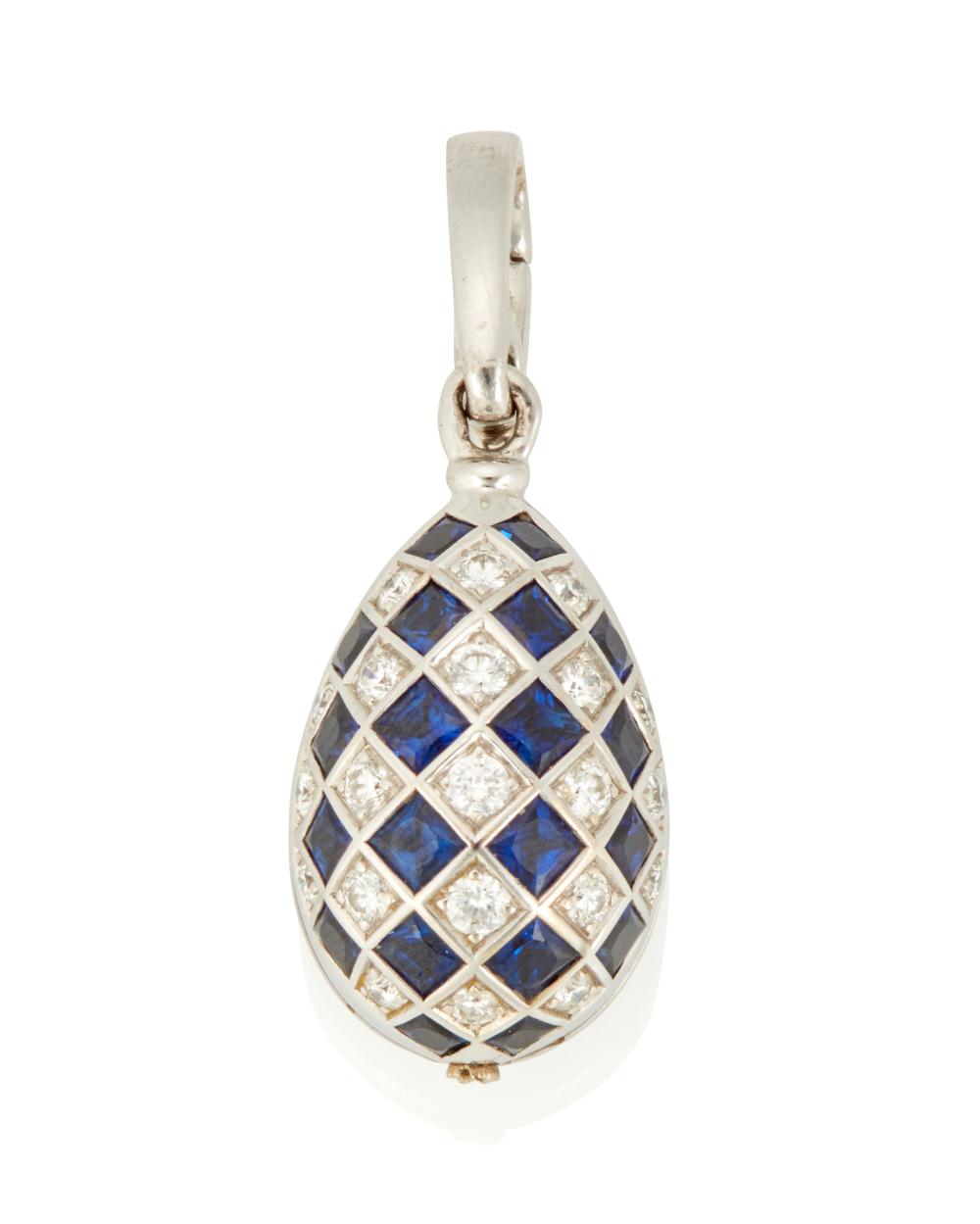 A FABERGE SAPPHIRE, DIAMOND AND