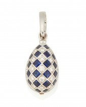 A FABERGE SAPPHIRE, DIAMOND AN