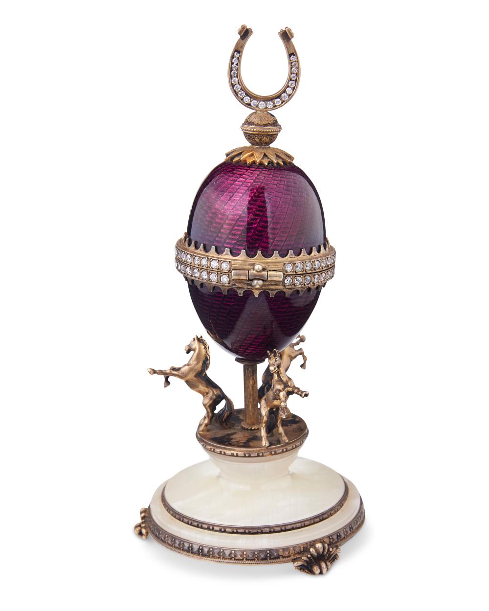 A FABERGé-STYLE ENAMELED SILVER