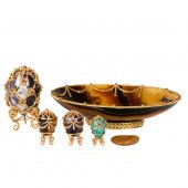 A FABERGE STYLE GILT METAL AGA
