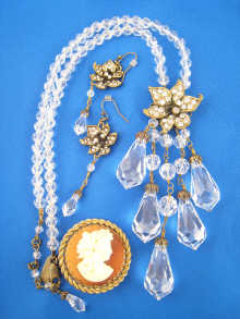 A faceted crystal necklace with