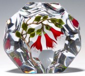 A FACETED PILLAR PAPERWEIGHT S