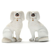 A FACING PAIR OF ENGLISH STAFF