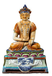 A FAMILLE ROSE AMITAYUS BUDDHA