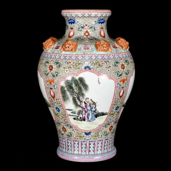 A FAMILLE ROSE 'EIGHT IMMORTALS'
