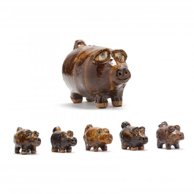 A FAMILY OF SIX PIGS, MARIE