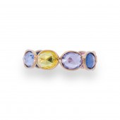 A FANCY COLORED SAPPHIRE AND E