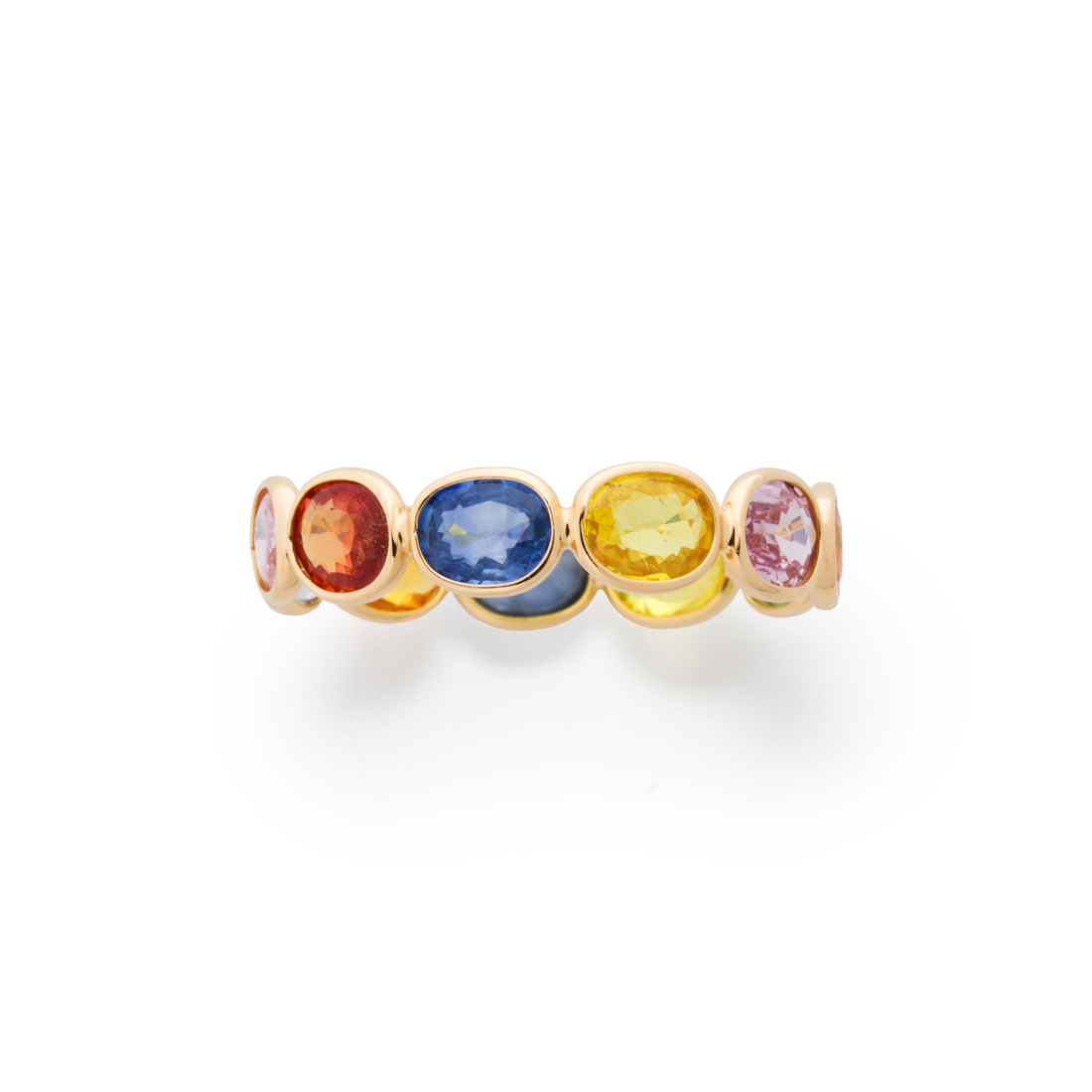 A FANCY COLORED SAPPHIRE AND