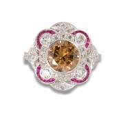 A FANCY DARK BROWN DIAMOND AND