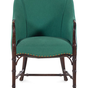 A Faux Bamboo Carved Armchair