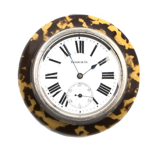A Faux Tortoise Shell Desk Clock