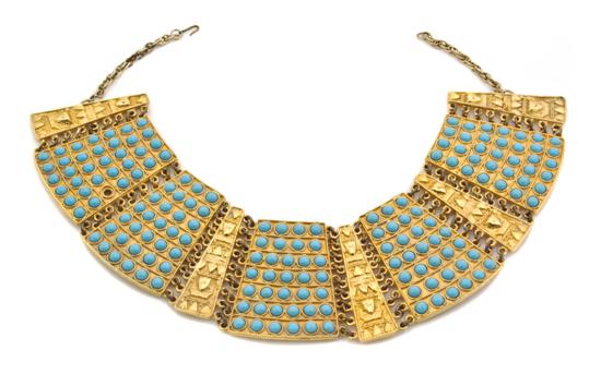 A Faux Turquoise and Goldtone