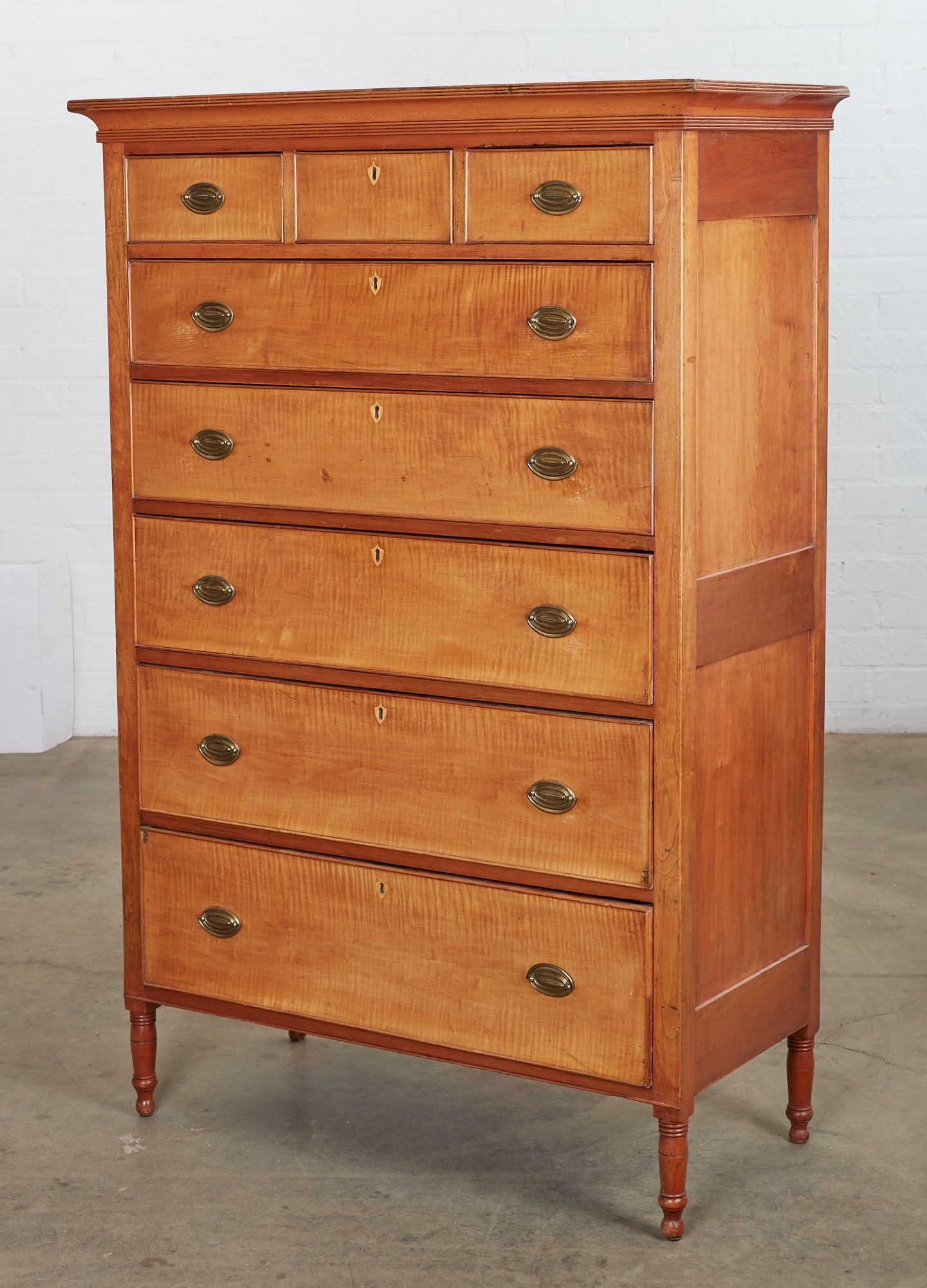 A FEDERAL FIGURED MAPLE TALL