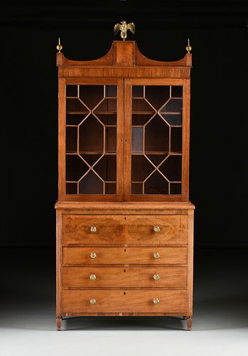 A FEDERAL INLAID MAHOGANY SECRETARY