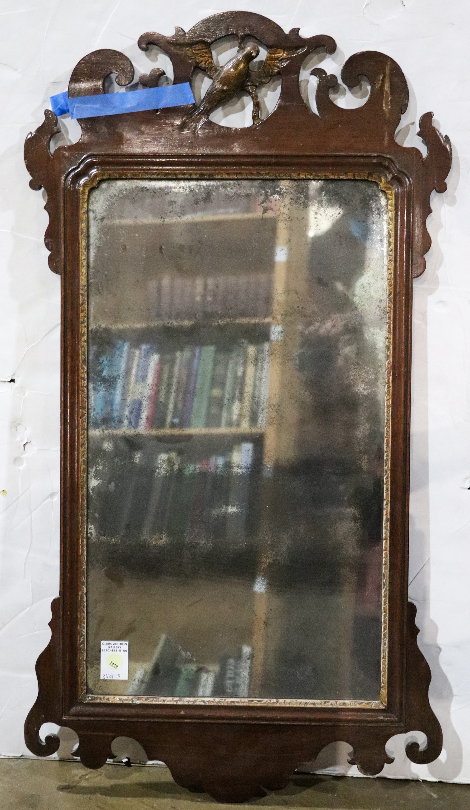 A FEDERAL MAHOGANY FRAMED LOOKING