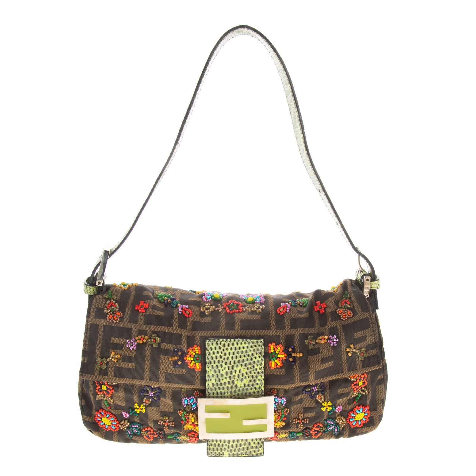 A FENDI LIZARD-TRIMMED BEADED