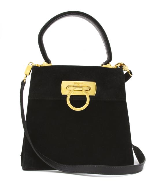 A Ferragamo Black Suede Bag with