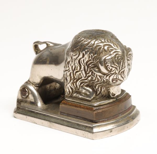 A FIGURAL BISON NICKEL PLATED