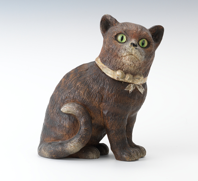 A Figural Cat Tobacco Humidor by