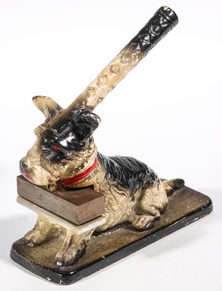A FIGURAL TERRIER DOG IRON SEAL,