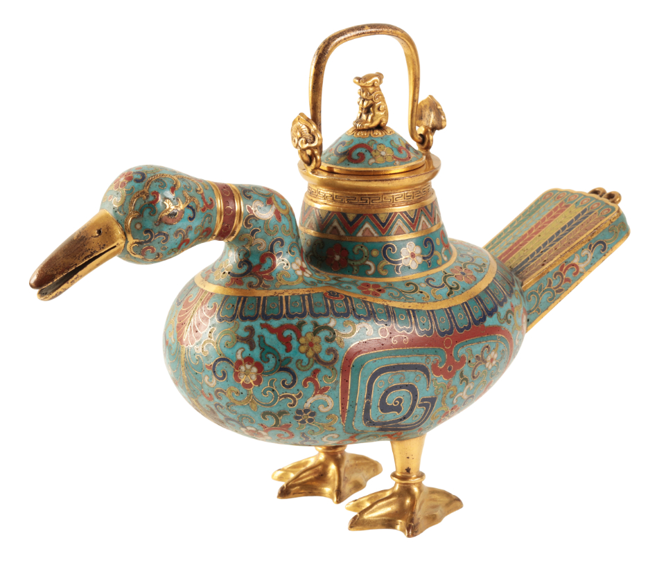 A FINE CHINESE CLOISONNE DUCK