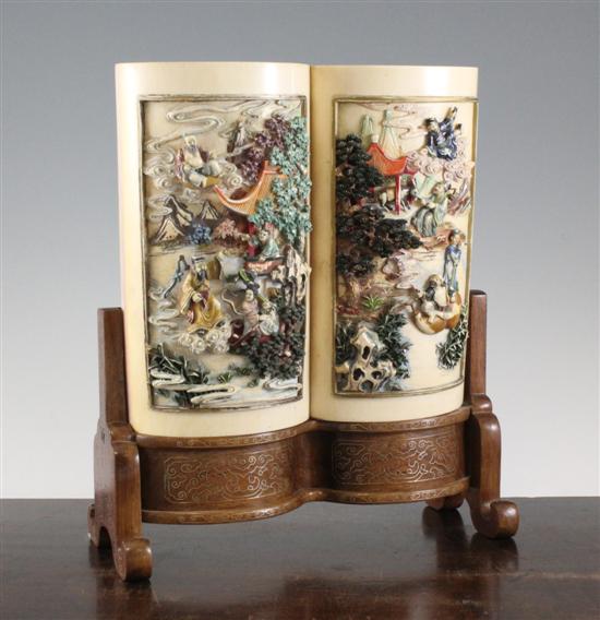 A fine Chinese polychrome ivory