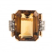 A FINE CITRINE & DIAMOND RETRO