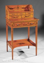 A Fine English Painted Satinwo