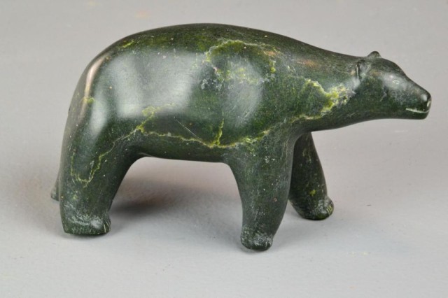 A FINE INUIT STONE POLAR BEAR -