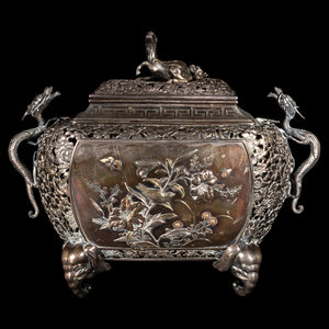 A Fine Mixed-Metal Incense Burner