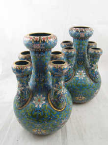 A fine pair of cloisonne vases each