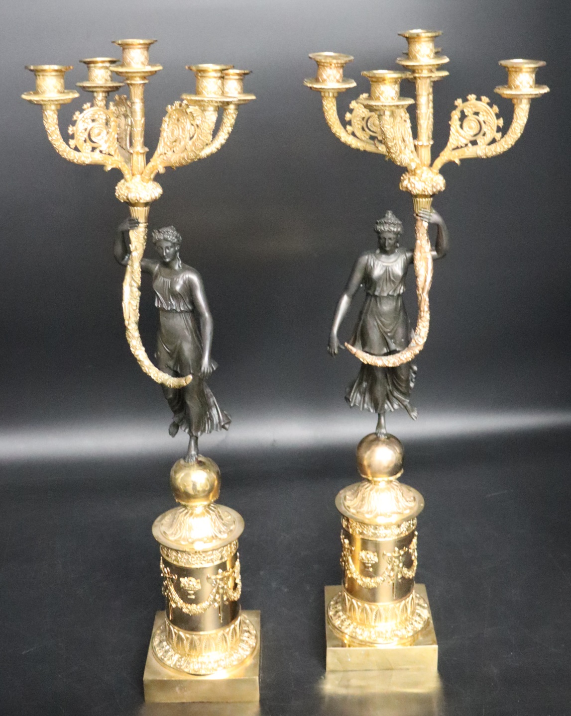A FINE PAIR OF EMPIRE GILT &