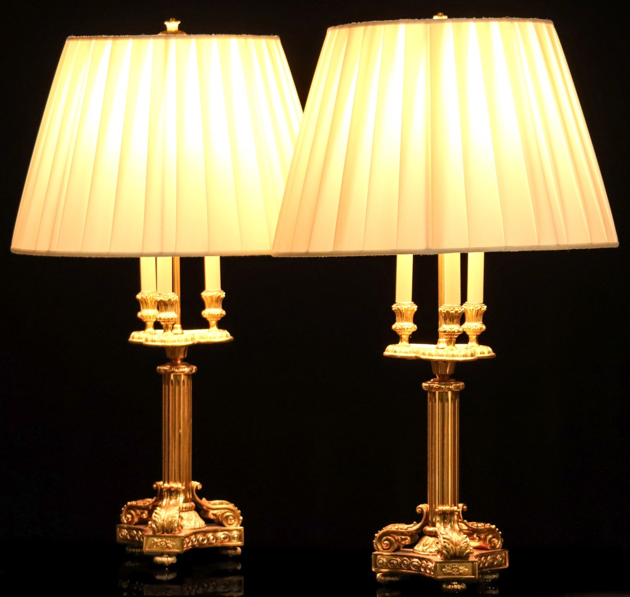 A FINE PAIR OF HEAVY BRASS LOUIS