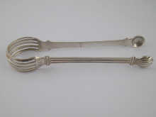 A fine pair of silver sugar tongs
