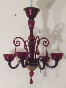 A fine ruby glass four light