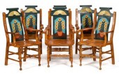 A fine set of six carved birch
