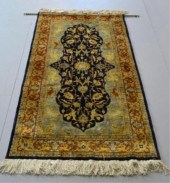A FINE SILK ISFAHAN PRAYER RUG