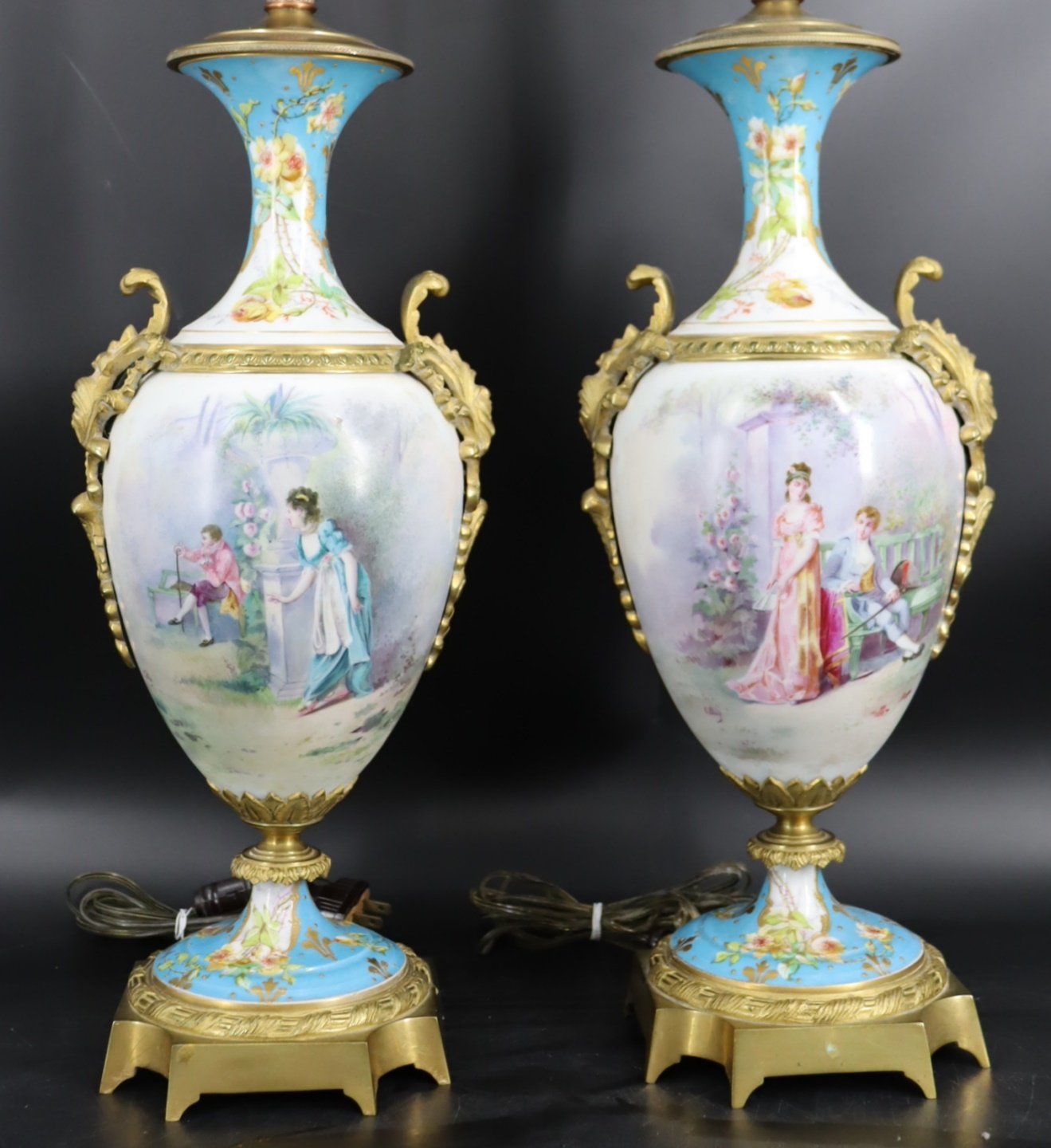 A FINELY DECORATED PAIR OF SEVRES