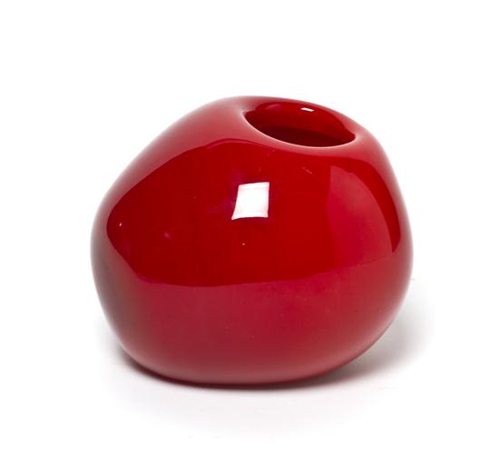 * A Finnish Red Glass Vase Oiva