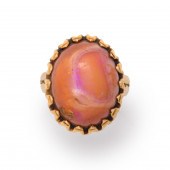 A FIRE OPAL AND FOURTEEN KARAT