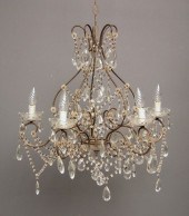 A five light glass and gilt br