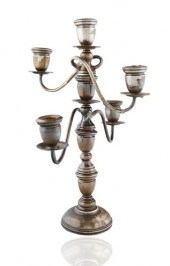A FIVE-LIGHT SILVER CANDELABRA